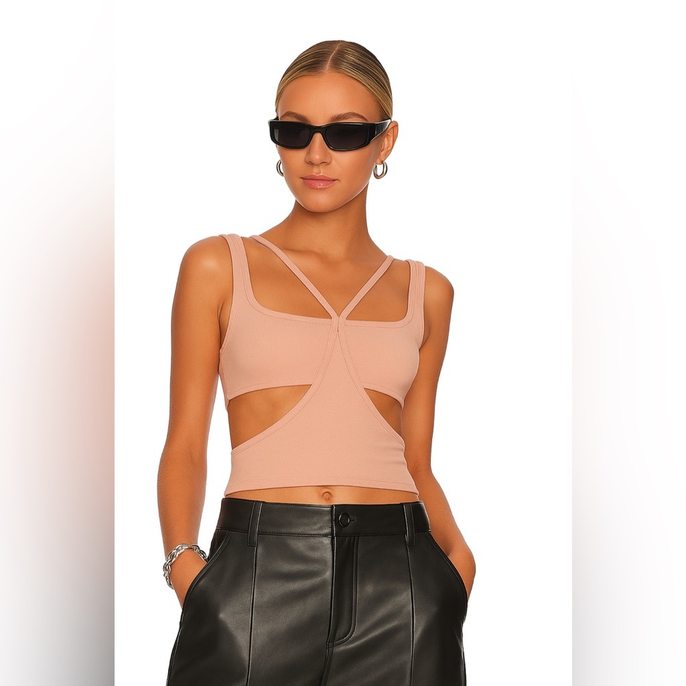 NWT WeWoreWhat CUT OUT RAYON JERSEY TANK in Canvas Tan